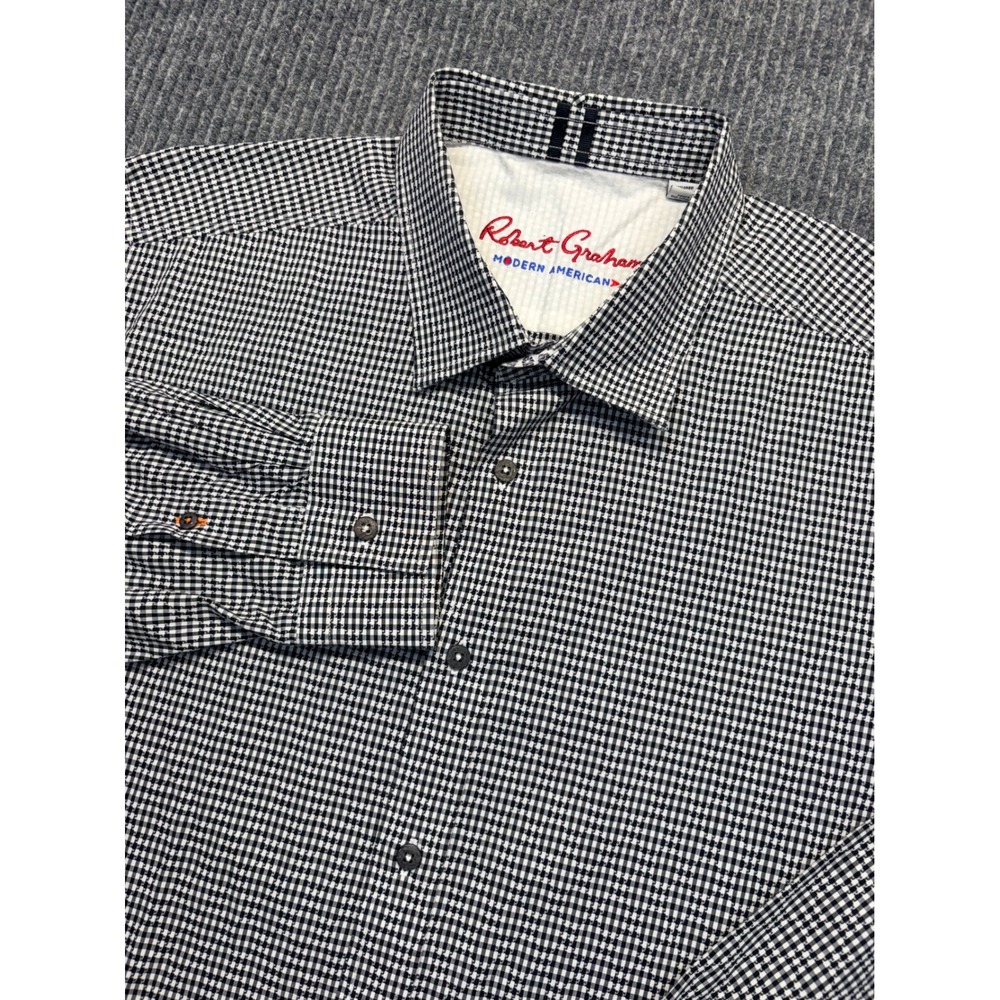 Robert Graham Modern American Mens XL Tailored Fit Gingham Button Down Shirt